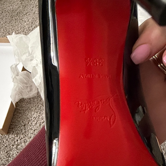 Christian Louboutin Black Patent Leather Pointed Toe Pumps with Red Sole